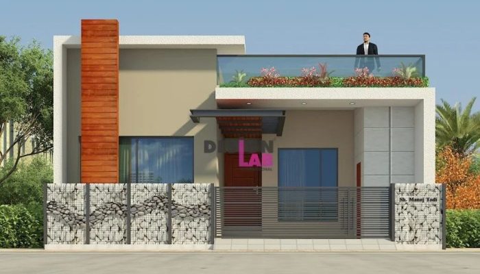 Village single floor home front design