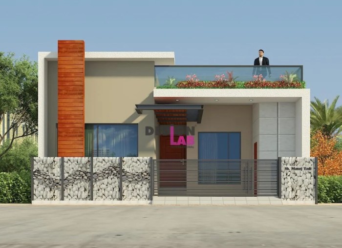 Village single floor home front design