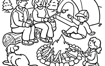 Camping coloring book pages